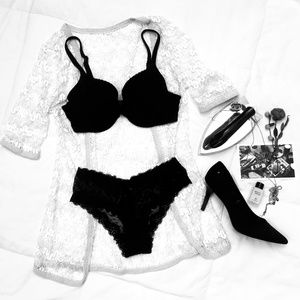 Black Lace Cheeky Mesh Bikini Briefs